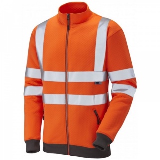 Leo WorkwearSS03-O LibbatonEcoViz Hi Vis Full Zip Track Top Sweatshirt Orange ISO 20471 Class 3 RIS-3279-TOM